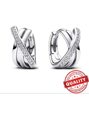 Hector Co Jewellery Gümüş Geçişli Pave Halka Küpe