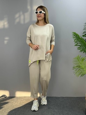 Cottonlab Kadın Iki Iplik Viskon Pamuk Kumaş Arma Detaylı Ikili Takım