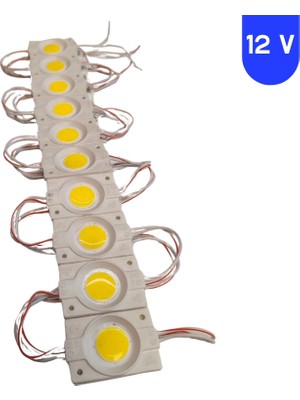 Powerr Led Aydınlatma 12 Volt 2.4 Watt Kare Günışığı Cob LED Modül IP65 10 Adet Modül