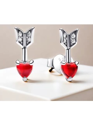 Hector Co Jewellery Gümüş Ok ve Murano Camı Kalp Çivi Küpe