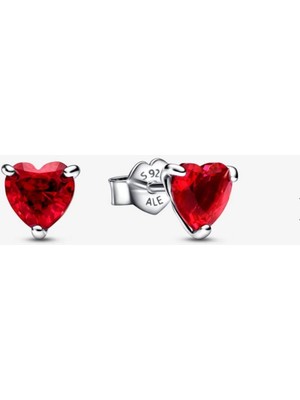 Hector Co Jewellery Işıltılı Kırmızı Kalp Çivi Küpe