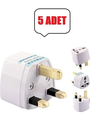 Derwell 5 Adet Type-G Plug Adapter Hac/ümre Plug Adaptor Seyahat Ac Güç Şarj Adaptörü Dönüştürücü Priz