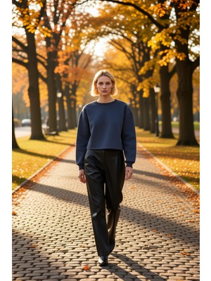 Benerly Kadın Bisiklet Yaka Düşük Kol Uzun Kollu Örme Sweatshirt Fonksiyonel Dayanıklı Kaliteli Şık