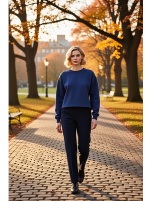 Benerly Kadın Bisiklet Yaka Düşük Kol Örme Sweatshirt Fonksiyonel Dayanıklı Kaliteli Konforlu Spor