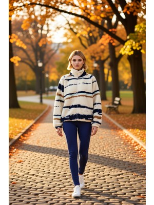 Benerly Kadın Dik Yaka Düşük Kol Fermuar Kapamalı Örme Sweatshirt Fonksiyonel Dayanıklı Kaliteli Şık