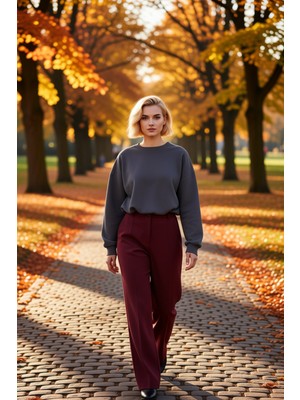 Benerly Kadın Bisiklet Yaka Düşük Kol Uzun Kollu Crop Örme Sweatshirt Fonksiyonel Dayanıklı Modern