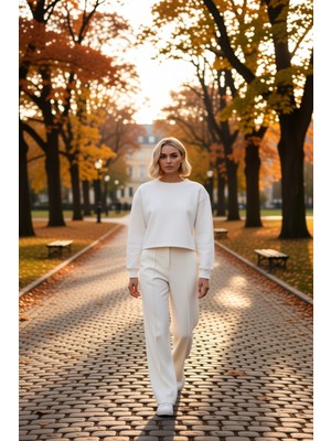 Benerly Kadın Bisiklet Yaka Düşük Kol Uzun Kollu Örme Sweatshirt Fonksiyonel Dayanıklı Kaliteli Şık