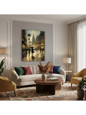 Tablonhazır Dikey Kanvas Tablo Salon Duvar Tablosu Yagmurlu Sehir Yeni Ev Hediyesi Ofis Tablosu