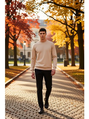 Benerly Erkek Bisiklet Yaka Standart Kol Regular Kalıp Sweatshirt Fonksiyonel Dayanıklı Kaliteli Şık