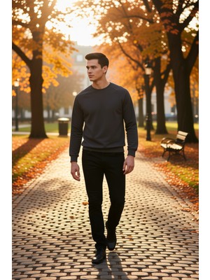 Benerly Erkek Bisiklet Yaka Reglan Kol Uzun Kol Sweatshirt Fonksiyonel Dayanıklı Kaliteli Konforlu