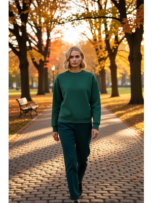 Benerly Kadın Bisiklet Yaka Düşük Kol Regular Kalıp Örme Sweatshirt Fonksiyonel Dayanıklı Kaliteli