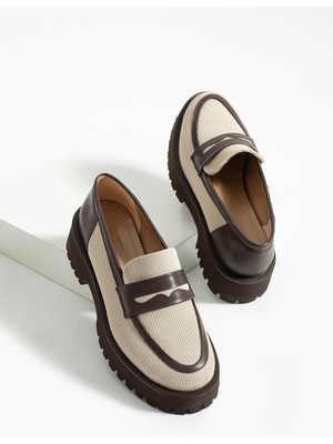 Tivana Kadın Yüksek Taban Günlük Loafer Vela - Bej ve Kahverengi