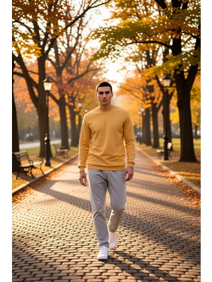 Benerly Erkek Bisiklet Yaka Standart Kol Regular Kalıp Polar Sweatshirt Fonksiyonel Dayanıklı Spor