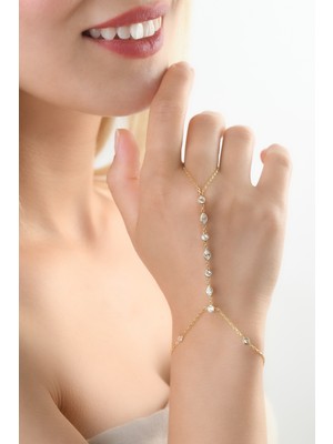 Sunshine 925 Ayar Gümüş , Gold Kaplamalı Mekik Taşlı Model Şahmeran