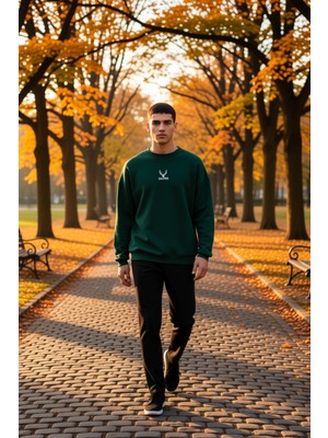 Benerly Erkek Bisiklet Yaka Standart Kol Oversize Kalıp Hayvan Desenli Sweatshirt Fonksiyonel Spor
