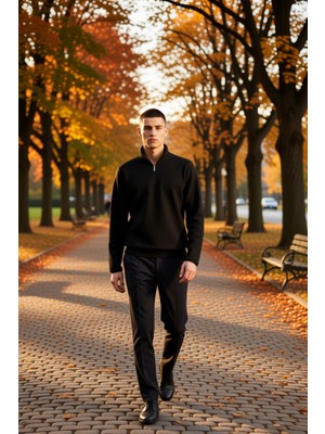 Benerly Erkek Dik Yaka Fermuarlı Standart Kol Polar Sweatshirt Fonksiyonel Dayanıklı Kaliteli Spor