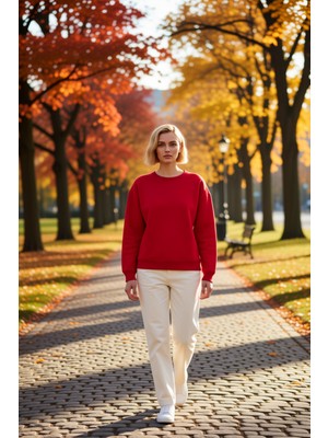 Benerly Kadın Bisiklet Yaka Düşük Kol Regular Kalıp Örme Sweatshirt Fonksiyonel Dayanıklı Kaliteli