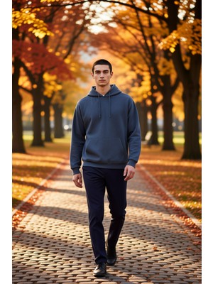 Benerly Erkek Kapüşonlu Düşük Kol Uzun Kollu Oversize Kalıp Sweatshirt Fonksiyonel Dayanıklı Rahat