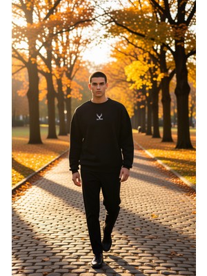Benerly Erkek Bisiklet Yaka Standart Kol Oversize Kalıp Hayvan Desenli Sweatshirt Fonksiyonel Spor