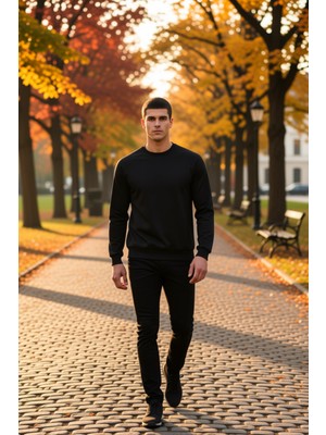 Benerly Erkek Bisiklet Yaka Reglan Kol Uzun Kol Sweatshirt Fonksiyonel Dayanıklı Kaliteli Konforlu