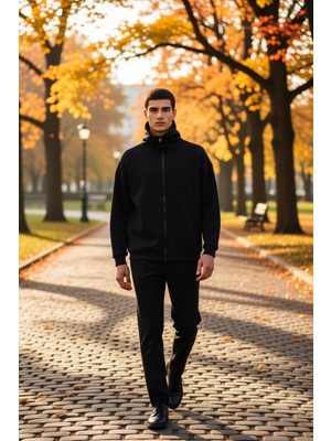 Benerly Erkek Kapüşonlu Düşük Kol Oversize Fermuarlı Sweatshirt Fonksiyonel Dayanıklı Kaliteli Şık