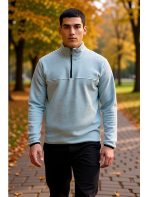 Benerly Erkek Dik Yaka Fermuarlı Standart Kol Polar Sweatshirt Fonksiyonel Dayanıklı Kaliteli Spor