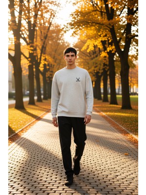 Benerly Erkek Bisiklet Yaka Düşük Kol Uzun Kol Sweatshirt Fonksiyonel Dayanıklı Kaliteli Konforlu Şık
