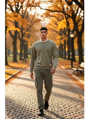 Benerly Erkek Bisiklet Yaka Standart Kol %100 Pamuk Oversize Sweatshirt Fonksiyonel Dayanıklı Spor