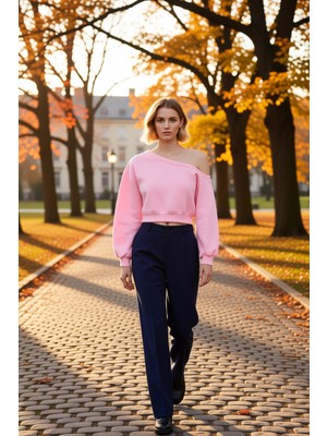 Benerly Kadın Asimetrik Yaka Düşük Kol Regular Kalıp Örme Sweatshirt Fonksiyonel Dayanıklı Estetik