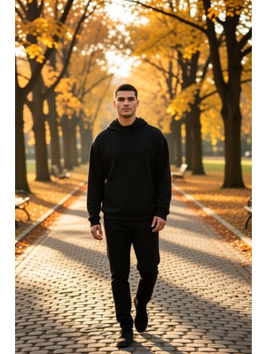 Benerly Erkek Kapüşonlu Düşük Kol Uzun Kollu Oversize Kalıp Sweatshirt Fonksiyonel Dayanıklı Rahat