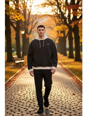 Benerly Erkek Kapüşonlu Düşük Kol Uzun Kol Nakışlı Sweatshirt Fonksiyonel Dayanıklı Kaliteli Rahat