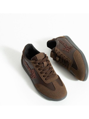 Tivana Kadın Sneaker Bağcıklı Ok Detaylı Spor Ayakkabı Orix - Kahverengi