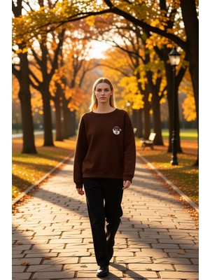 Benerly Kadın Bisiklet Yaka Düşük Kol Nakışlı Normal Kesim Örme Sweatshirt Fonksiyonel Dayanıklı Şık