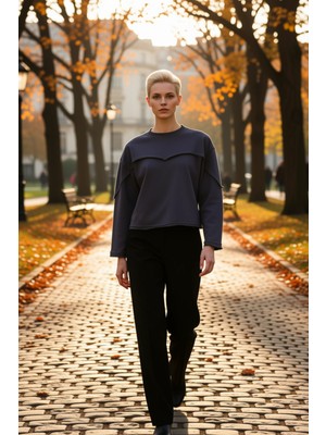 Benerly Kadın Bisiklet Yaka Düşük Kol Uzun Kollu Relaxed Örme Sweatshirt Fonksiyonel Dayanıklı Şık