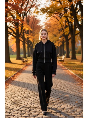 Benerly Kadın Kapüşonlu Fermuarlı Uzun Kollu Örme Sweatshirt Fonksiyonel Dayanıklı Kaliteli Modern