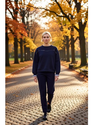Benerly Kadın Bisiklet Yaka Düşük Kol Uzun Kollu Sweatshirt Fonksiyonel Dayanıklı Kaliteli Estetik