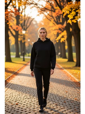 Benerly Kadın Kapüşonlu Standart Kol Baskılı Sweatshirt Fonksiyonel Dayanıklı Kaliteli Konforlu Şık