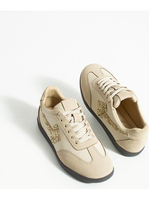 Tivana Kadın Sneaker Bağcıklı Ok Detaylı Spor Ayakkabı Orix - Bej