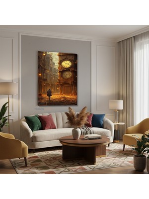 Dikey Kanvas Tablo Salon Duvar Tablosu Antik Saat Yeni Ev Hediyesi Ofis Tablosu