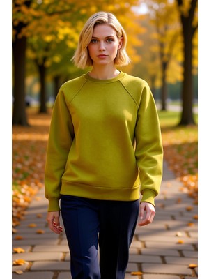 Benerly Kadın Bisiklet Yaka Reglan Kol Düz Örme Sweatshirt Fonksiyonel Dayanıklı Kaliteli Konforlu