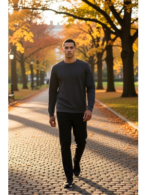 Benerly Erkek Bisiklet Yaka Standart Kol Regular Kalıp Sweatshirt Fonksiyonel Dayanıklı Kaliteli Şık
