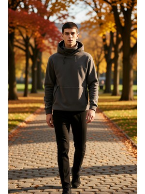 Benerly Erkek Kapüşonlu Standart Kol Polar Sweatshirt Fonksiyonel Dayanıklı Kaliteli Konforlu Spor