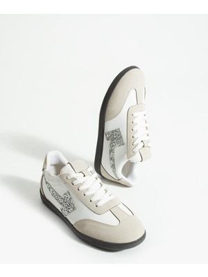 Tivana Kadın Sneaker Bağcıklı Ok Detaylı Spor Ayakkabı Orix - Beyaz