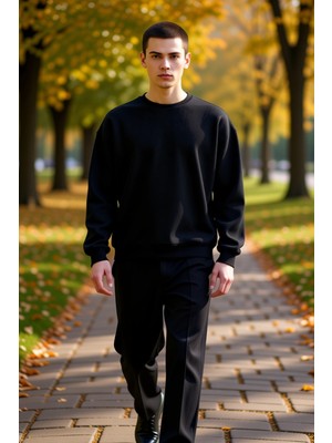 Benerly Erkek Bisiklet Yaka Standart Kol Oversize Waffle Dokuma Sweatshirt Fonksiyonel Dayanıklı Şık