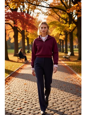 Benerly Kadın Dik Yaka Fermuar Detaylı Crop Sweatshirt Fonksiyonel Dayanıklı Kaliteli Konforlu Şık