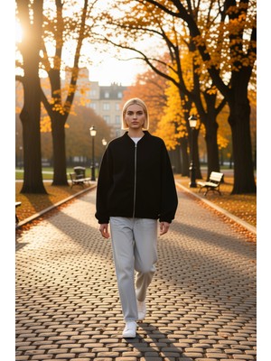Benerly Kadın Bisiklet Yaka Düşük Kol Fermuarlı Oversize Kalın Örme Sweatshirt Fonksiyonel Estetik