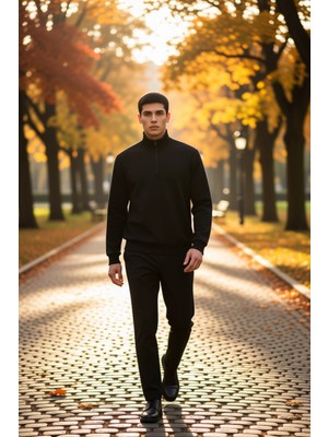 Benerly Erkek Dik Yaka Standart Kol Sweatshirt %51 Pamuk %39 Polyester %9 Poliamid %1 Elastan Spor