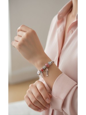 Hg.Aksesuar Kadın Pati ve Balık Detaylı Çelik Bileklik