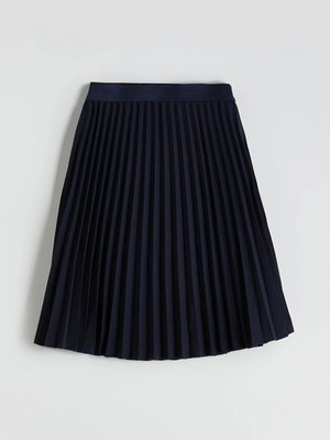 LC Waikiki Lcw Kids Lacivert Beli Lastikli Pileli Kız Çocuk Etek