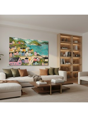 Tablonhazır Yatay Kanvas Duvar Tablosu Tatli Kasaba Salon Tablosu Ofis Tablosu Yeni Ev Hediyesi Dekorasyon